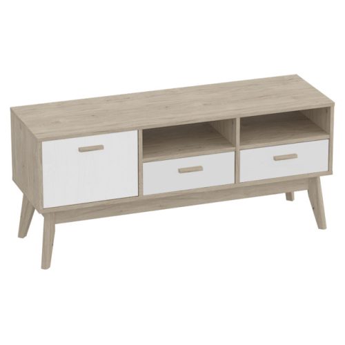 тумба ТВ Калгари 1280x400x570мм дуб натуральный светлый/белый матовый