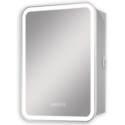 шкаф зеркальный для ванной Silver Mirrors Фиджи с часами 60 см