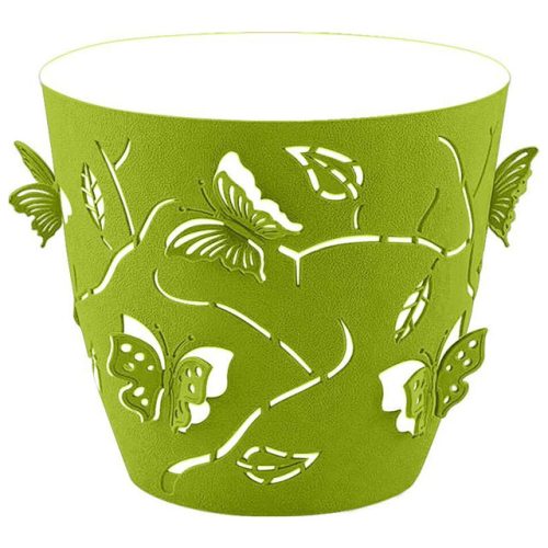 горшок двойной Бабочки 3D 0,7л d11,5см h10,5см лиственно-зеленый пластик
