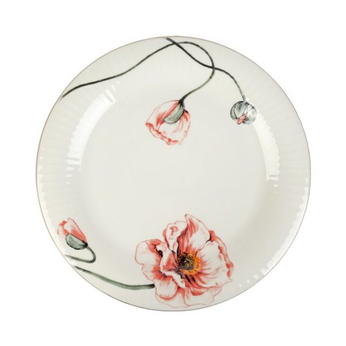 тарелка TODELIA Маки 26,4см обеденная костяной фарфор