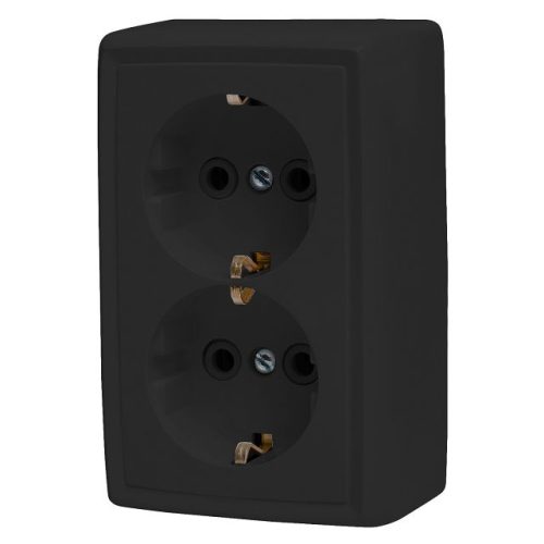 розетка 2 поста DRESDEN 16А с заземлением черный