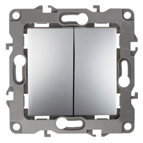 выключатель 2-клавишный ЭРА серия 12 алюминий