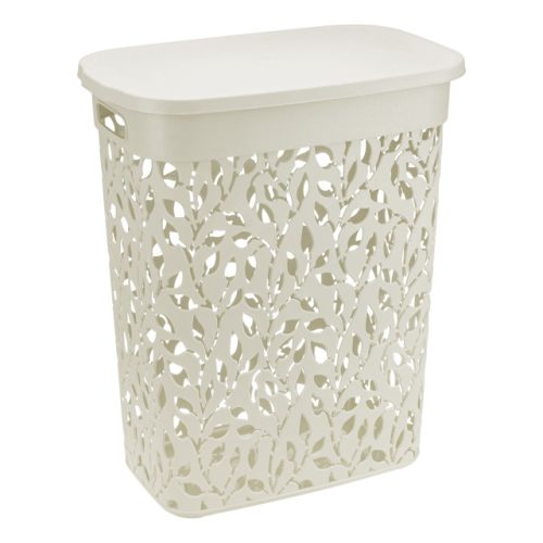 корзина для белья IDEA Флора 35л 26,5х42х50,5 пластик белый ротанг