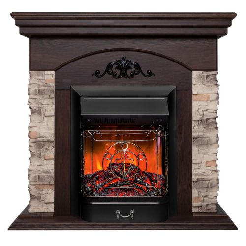 Каминокомплект REALFLAME ROCKWOOD STD (очаг MAJESTIC ) орех фактурный