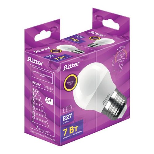 лампа светодиодная REV 7Вт E27 560лм 2700K 220В шар G45