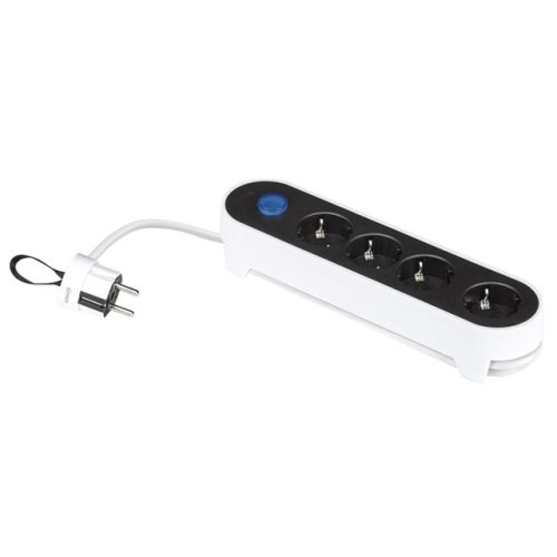 удлинитель SIMON BRICO 4-местный 1,4м с выключателем IP20 черно-белый