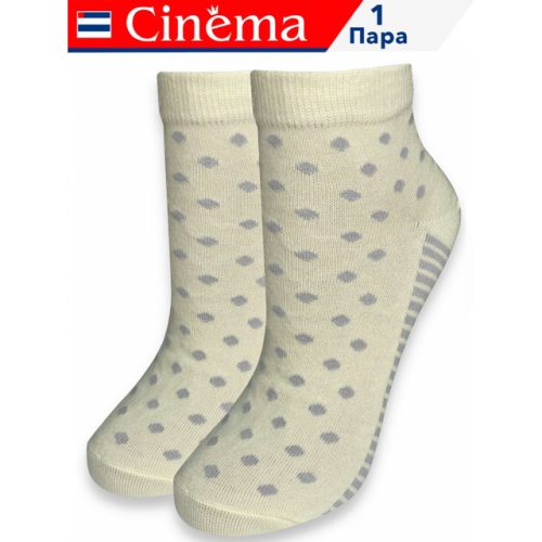 носки CINEMA Горох средней длины размер 23 женские бежевый, светло-серый