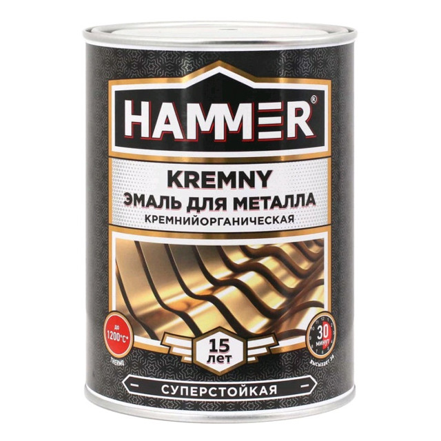 эмаль термостойкая HAMMER Kremny для металла 0,8кг черная RAL9004, арт.ЭК000138079