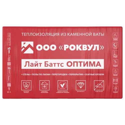 теплоизоляция РОКВУЛ Лайт Баттс Оптима 1000х600х100мм