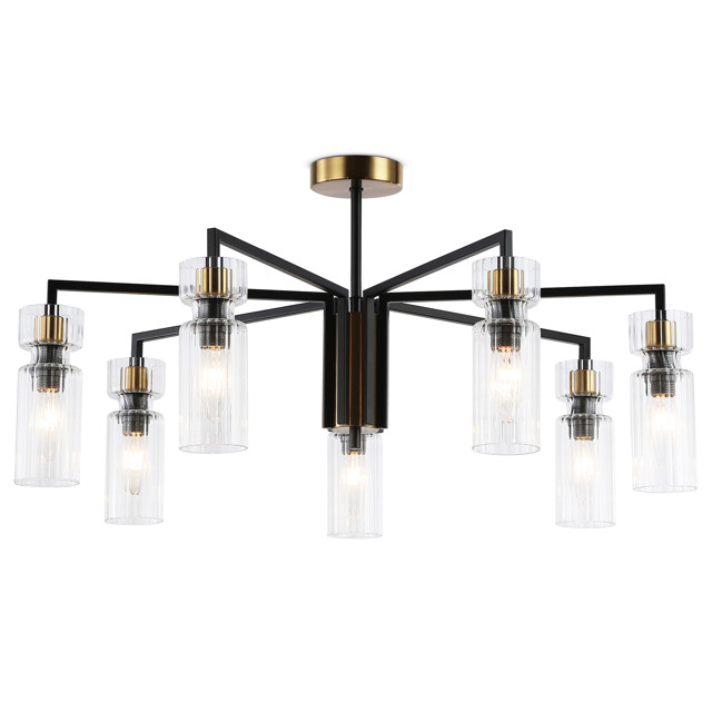 люстра потолочная AMBRELLA High Light E14 7х40Вт черный/латунь/прозрачный