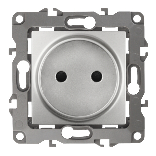 розетка 1 пост ЭРА серия 12 без заземления алюминий