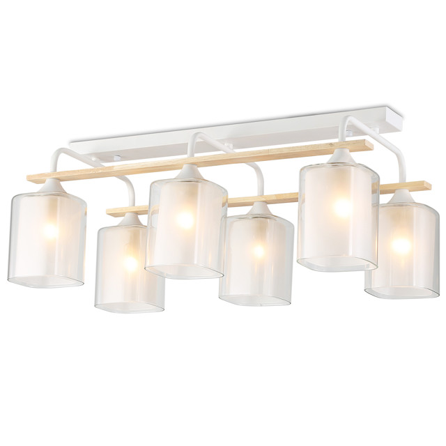 люстра потолочная AMBRELLA Traditional E27х6 60Вт белый/дерево