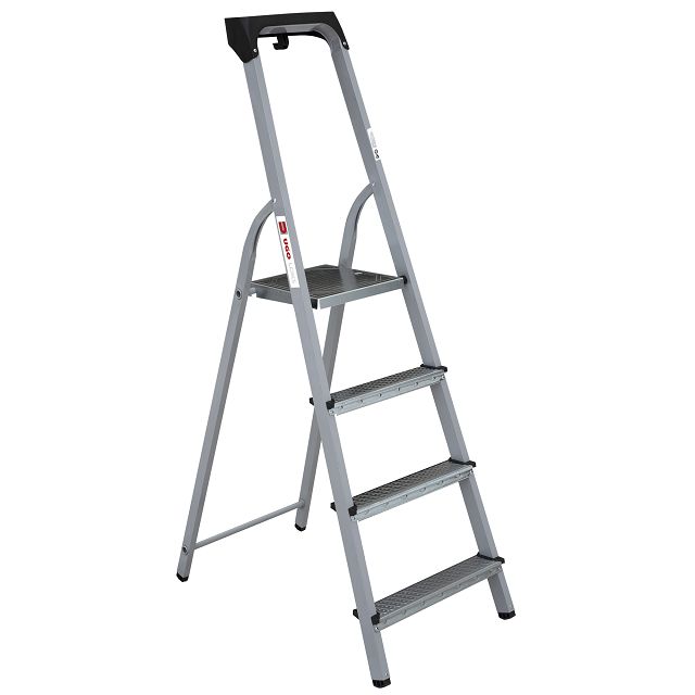 стремянка стальная UGO LOKS 4 ступени с лотком для инструментов