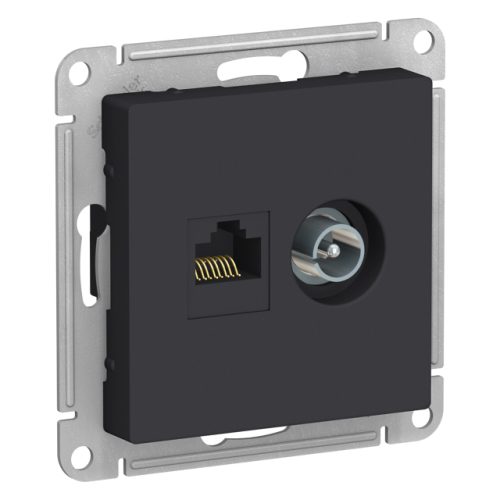 розетка двойная телевизионная и компьютерная Atlas Design RJ45 категория 5е карбон
