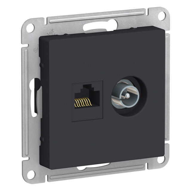 розетка двойная телевизионная и компьютерная Atlas Design RJ45 категория 5е карбон