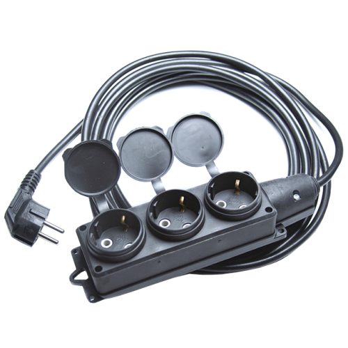 удлинитель РЕАЛЬНАЯ ЭЛЕКТРИКА 3 гнезда 10м с/з 16А IP44 3х1,5кв.мм. ПВС черный