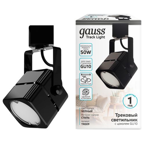 светильник трековый GAUSS GU10 220В IP20 куб однофазный черный