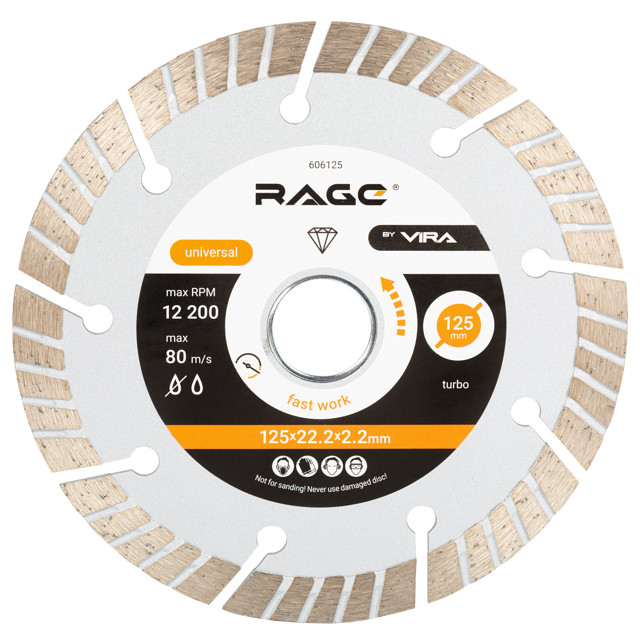 диск алмазный RAGE by VIRA 125х22,2х2,2мм сегментный турбо
