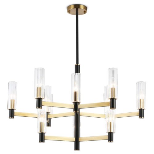 люстра потолочная AMBRELLA High Light E14 12х40Вт черный/латунь/прозрачный
