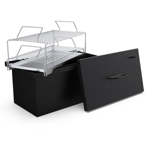коптильня Smoky Boom BLACK двухярусная с гидрозатвором 53,6х31,6х28,8см сталь 1,5мм