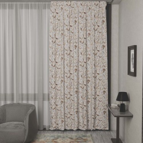 штора портьерная на шт.ленте GARDEN рогожка печать 200х280см серая, арт.cm1149w2647v10