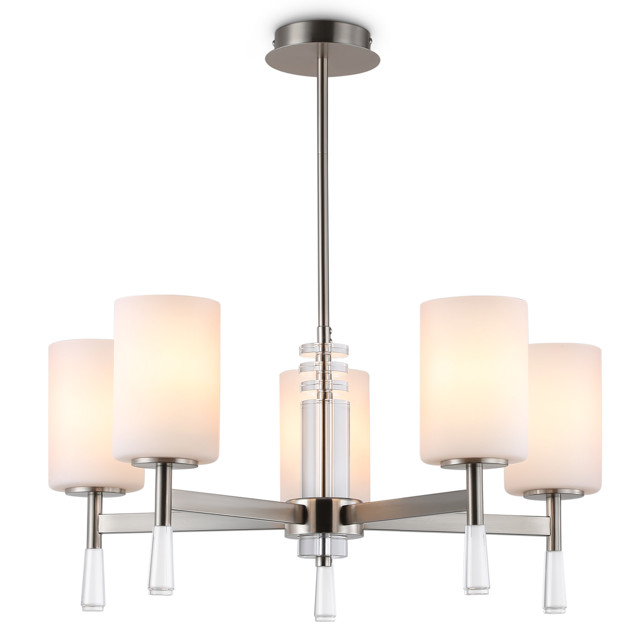 люстра потолочная AMBRELLA High Light E27 5х60Вт никель/белый матовый