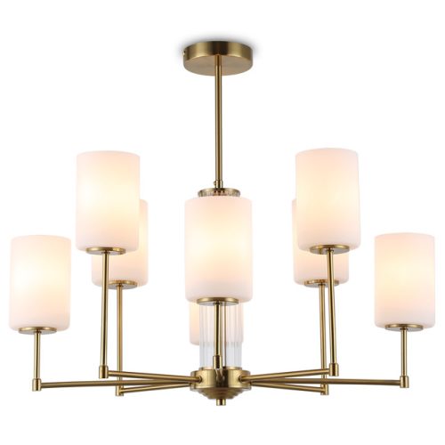 люстра потолочная AMBRELLA High Light E27 8х60Вт латунь/белый матовый