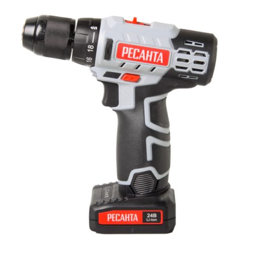 дрель-шуруповерт РЕСАНТА ДА-24-2ЛК 24В Li-lon 2,0Ач 2АКБ