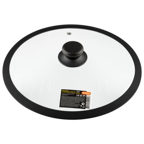 крышка MALLONY 28см стекло, силиконовый ободок паровыпуск
