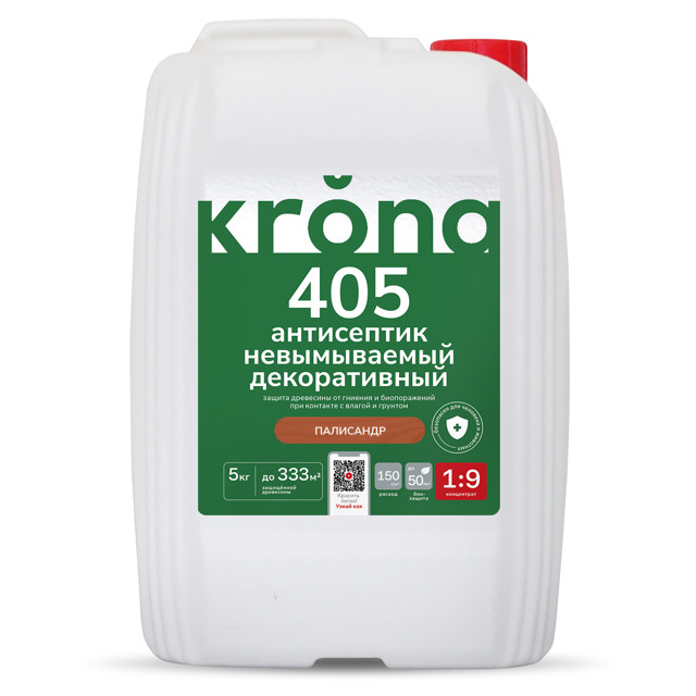 антисептик невымываемый декоративный KRONA 405 палисандр 5 кг, арт.66320209
