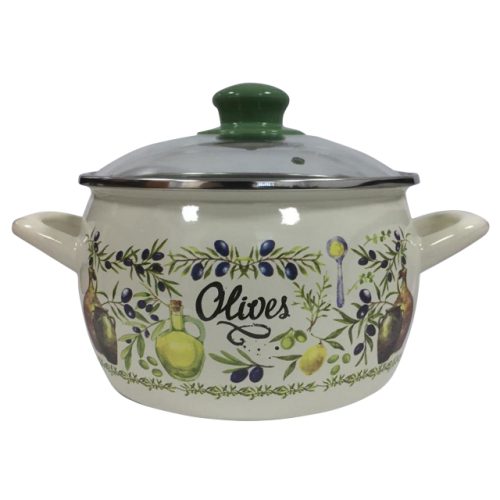 кастрюля METROT Олива 3л 18см эмал. сталь с крышкой