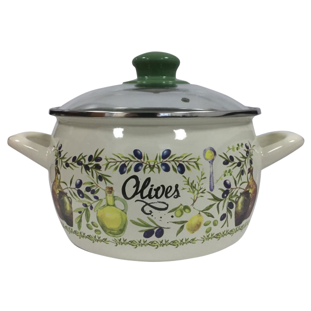 кастрюля METROT Олива 3л 18см эмал. сталь с крышкой