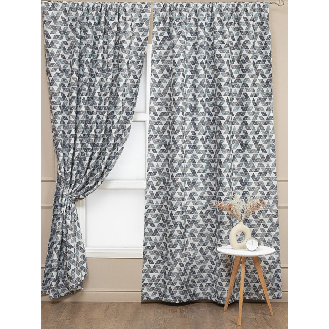 штора портьерная на люверсах AMORE MIO димаут печать 200х260см серая, арт.99046
