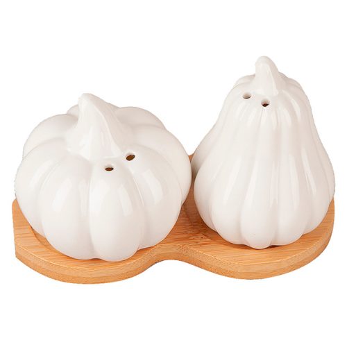 набор для специй NOUVELLE HOME Naturel 2632060 12,5х7х8,5см 2 предмета на подставке фарфор бамбук