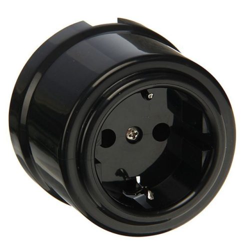 розетка 1 пост BIRONI Лизетта с заземлением черный