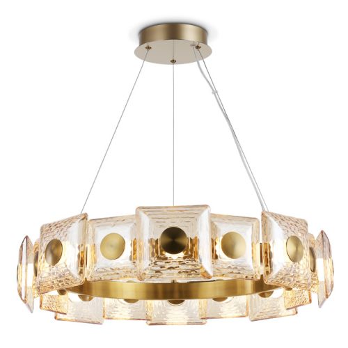 люстра подвесная светодиодная AMBRELLA High Light 72Вт 3000K латунь/янтарь