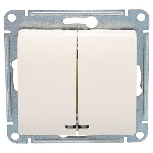 выключатель 2-клавишный SYSTEME ELECTRIC Glossa с индикацией бежевый