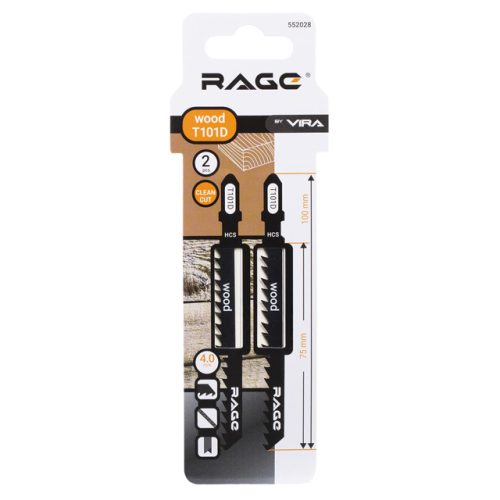 пилки для лобзика по дереву, пластику RAGE by VIRA T101D 2шт