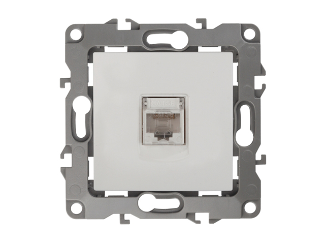 розетка компьютерная 1 пост ЭРА серия 12 RJ45 слоновая кость