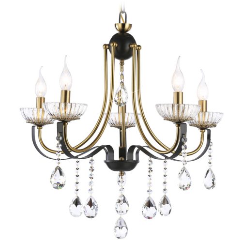 люстра подвесная AMBRELLA Traditional E14х5 40Вт черный/золото/прозрачный