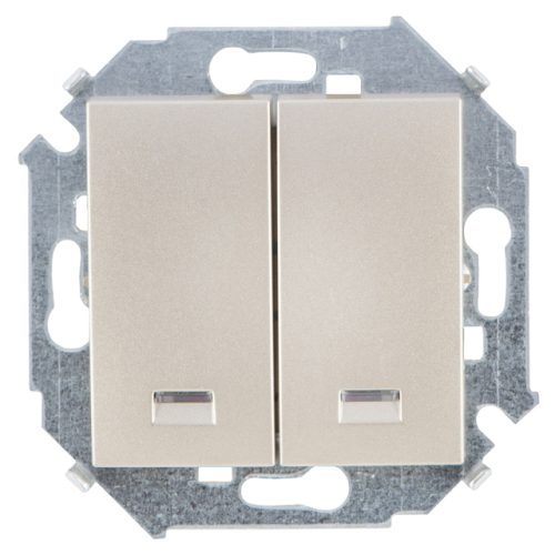 выключатель 2-клавишный SIMON серия 15 с индикацией шампнань