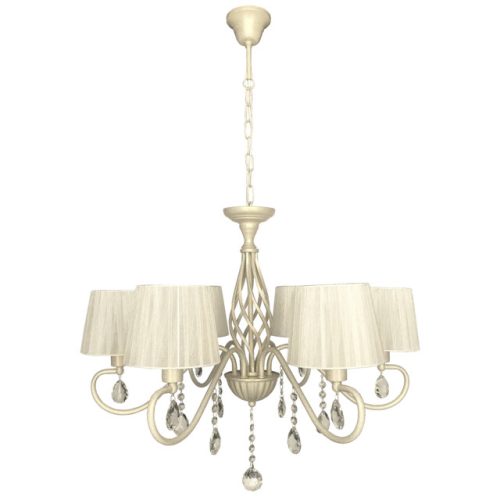 люстра подвесная СВЕТПРОМ Каприз 6x40Вт E14 текстиль,металл белый