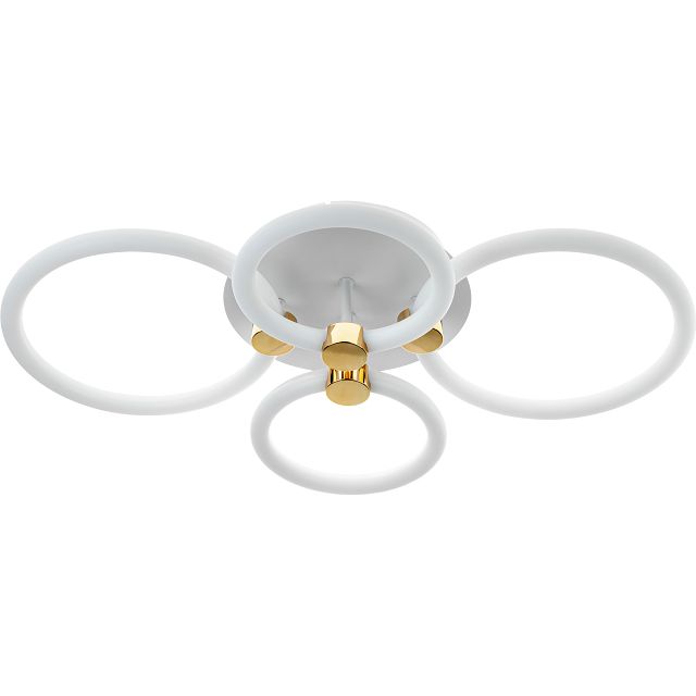 люстра потолочная RITTER LED Ottimo диммируемая с Алиса ДУ 100Вт 3 режима 45м2 белый/золото