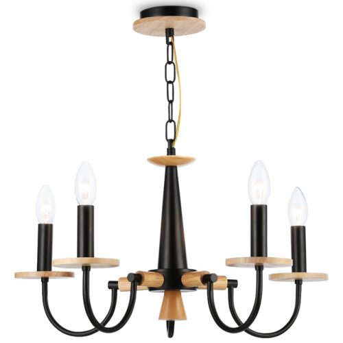 люстра подвесная AMBRELLA Traditional E14х5 40Вт черный/светлое дерево