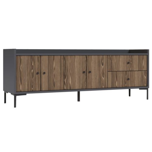 тумба ТВ Teravvio с закрытыми полками 1802х400х650мм графит/сосна глэм ЛДСП