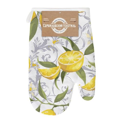 прихватка САМОЙЛОВСКИЙ ТЕКСТИЛЬ Лимонная эстетика варежка 17x25см белая, арт.926793