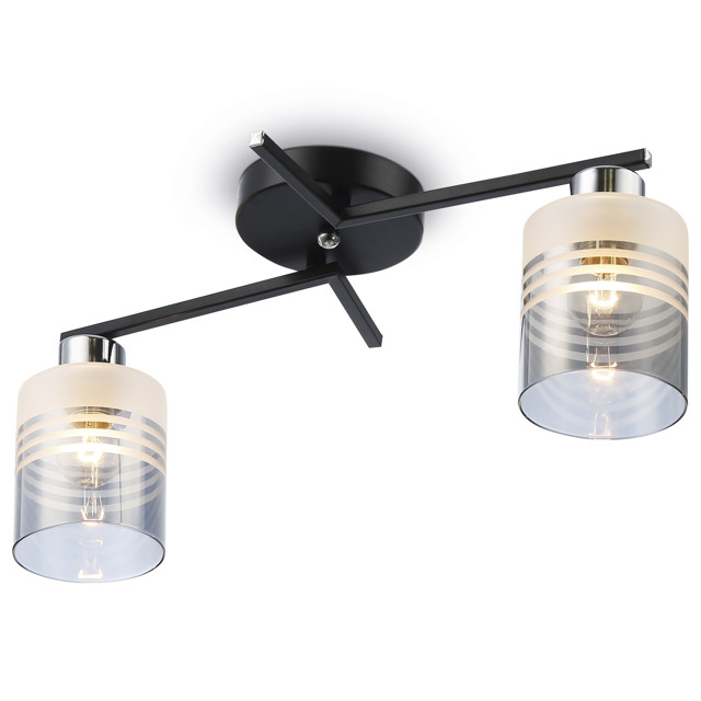 люстра потолочная AMBRELLA Traditional E27х2 60Вт черный/хром/дымчатый/белый матовый