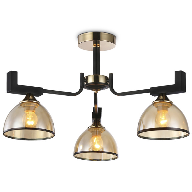 люстра потолочная AMBRELLA Traditional E27х3 40Вт черный/золото/янтарь