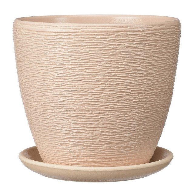 горшок керамический с поддоном гнездо бежевый крокус 4,2 л