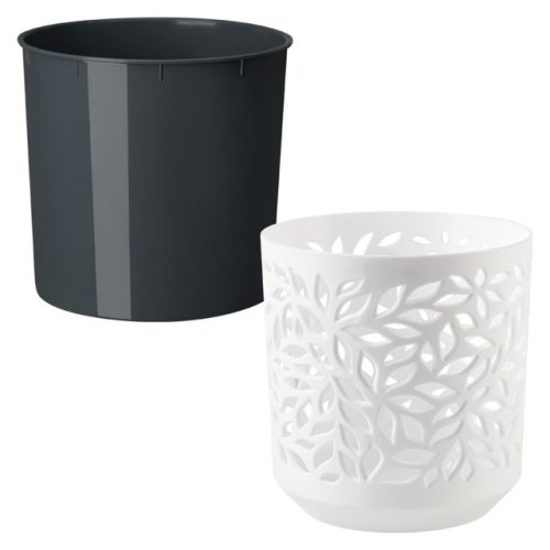 кашпо Leaves 1,25л пластик белый/антрацит